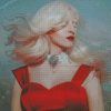 Albino Lady With Red Dress Diamond Paintings