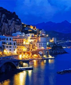 Amalfi Coast At Night Diamond Paintings