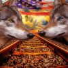 American Flag Wolves Art Diamond Paintings