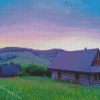 Beautiful Cottages Sunset Adult Diamond Painting