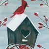 Birdhouse And Red Cardinal Diamond Paintings