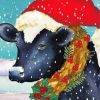 Black Christmas Cow Diamond Painting