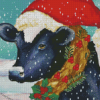 Black Christmas Cow Diamond Painting