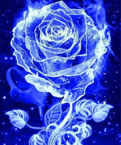 Blue Glowing Rose Diamond Painting