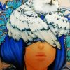 Blue Hair Girl With Owl Diamond Paintings