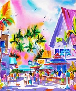 Colorful Fort Myers Beach Town Diamond Painting