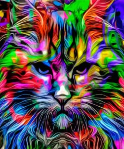 Colorful Psychedelic Cat Diamond Paintings