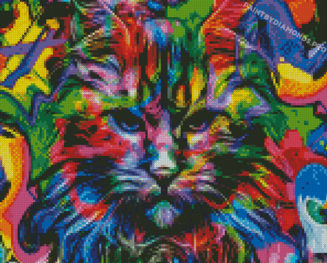 Colorful Psychedelic Cat Diamond Paintings