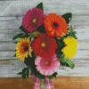 Colorful Daisy In Vase Diamond Paintings