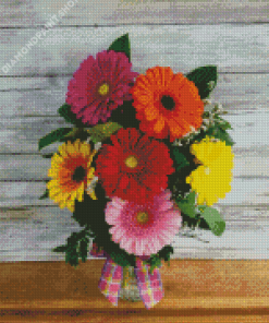 Colorful Daisy In Vase Diamond Paintings