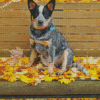 Dog On Autumn Bench Diamond Paintings