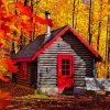 Fall Cottage In The Wood Diamond Paintings