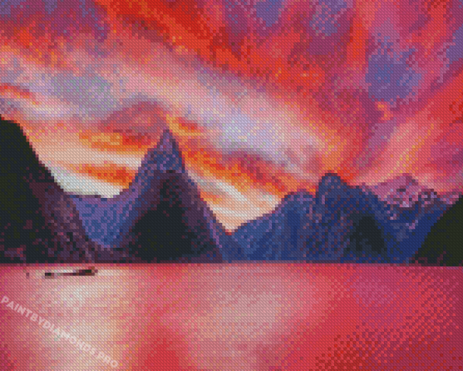 Fiordland At Sunset Diamond Painting