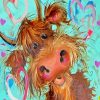 Fluffy Baby Brown Cow Diamond Paintings