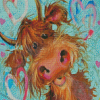 Fluffy Baby Brown Cow Diamond Paintings