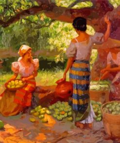 Fruit Pickers Harvesting Under The Mango Tree by Fernando Amorsolo Diamond Paintings