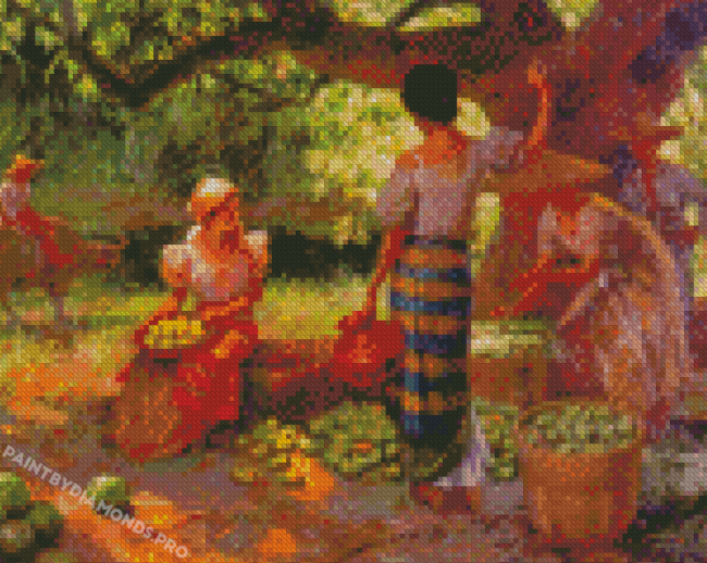 Fruit Pickers Harvesting Under The Mango Tree by Fernando Amorsolo Diamond Paintings