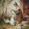 Girl Feeding Ducks Diamond Paintings