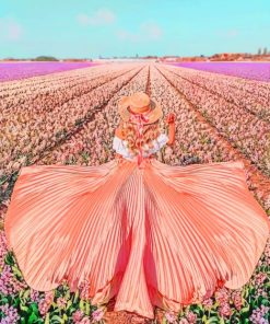 Girl In Flowers Field Diamond Painting