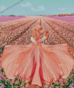 Girl In Flowers Field Diamond Painting