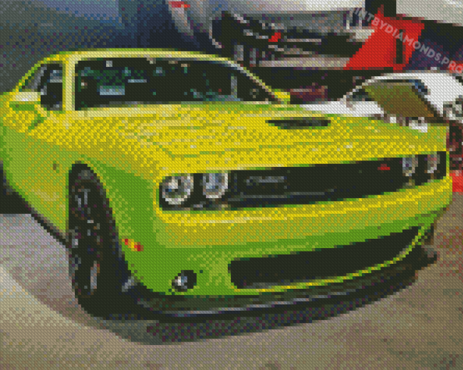 Green Dodge Challenger Diamond Paintings