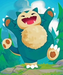 Happy Snorlax Pokemon Diamond Paintings