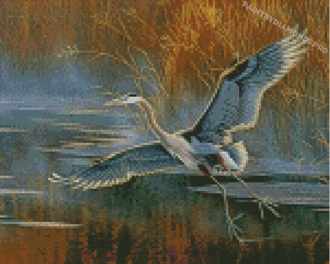 Heron Bird Flying Diamond Paintings