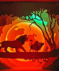 Lion King Timon And Pumbaa At Sunset Diamond Paintings