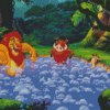 Lion King Timon And Pumbaa Taking Bath Diamond Paintings