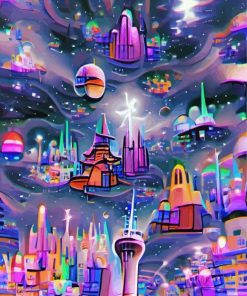 Magical Space City Diamond Paintings