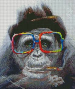 Monkey Wearing Glasses Diamond Paintings