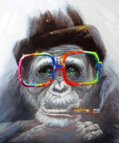 Monkey Wearing Glasses Diamond Paintings