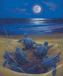 Moonlight Baby Turtles Diamond Paintings