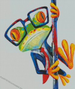 Mr Frog In Glasses Diamond Paintings