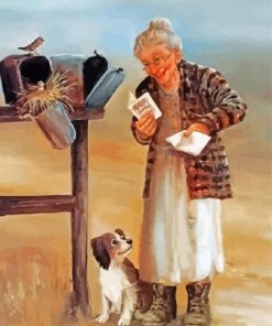 Old Woman And Dog Diamond Paintings