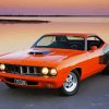 Orange 1970 Plymouth Barracuda Car Diamond Paintings