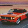 Orange 1970 Plymouth Barracuda Car Diamond Paintings