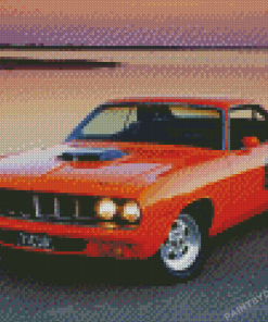 Orange 1970 Plymouth Barracuda Car Diamond Paintings