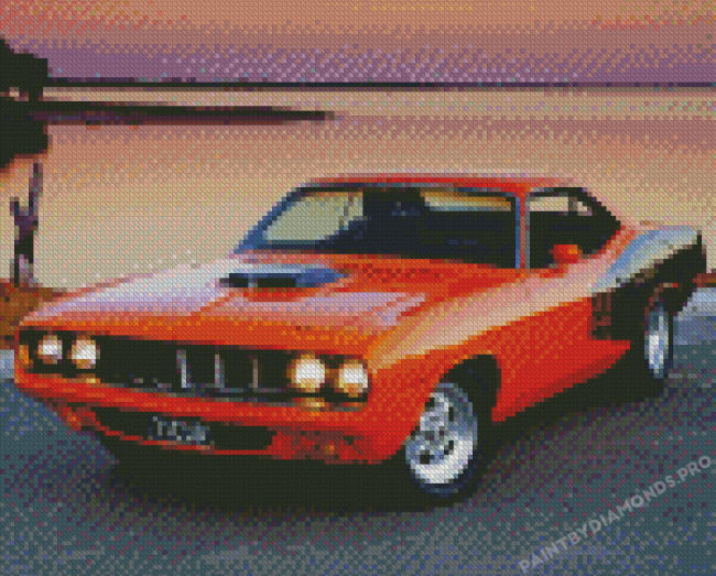 Orange 1970 Plymouth Barracuda Car Diamond Paintings