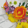 Orange Yellow Purple Flowers Diamond Painting