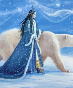 Princess And Bear In The Snow Diamond Paintings