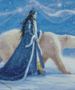 Princess And Bear In The Snow Diamond Paintings