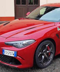 Red Alfa Romeo Giulia Diamond Painting