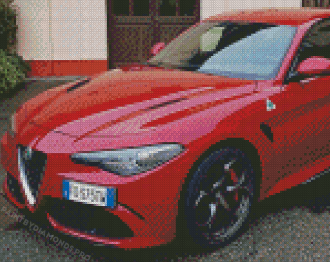 Red Alfa Romeo Giulia Diamond Painting