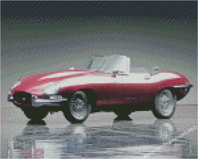 Rainbow Red Jaguar E Type Diamond Paintings