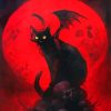 Red Moon Bat Cat Diamond Paintings