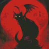 Red Moon Bat Cat Diamond Paintings