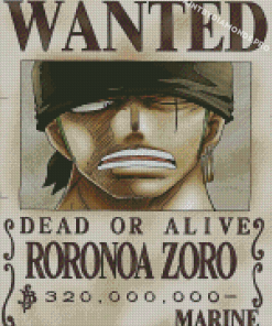 Rorona Zoro One Piece Wanted Diamond Paintings