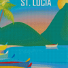 Saint Lucia Illustration Poster Diamond Painting