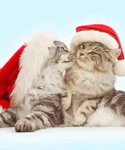 Santas Kissing Cats Diamond Paintings